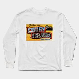 Greetings from Coney Island New York, Vintage Large Letter Postcard Long Sleeve T-Shirt